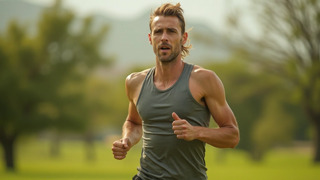 Pessoa exercitando-se ao ar livre num parque com paisagem verde ao fundo